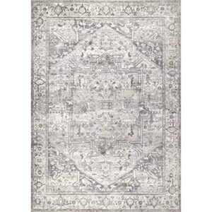 NuLOOM Brielle Machine Washable Vintage Medallion Area Rug, 8' x 10', Grey