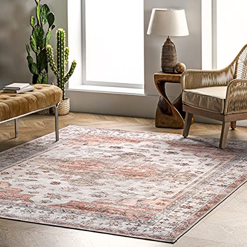 nuLOOM Banks Vintage Machine Washable Area Rug, 8' x 10', Beige