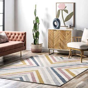 nuloom neveah contemporary chevron area rug, 5′ x 7′ 5″, beige