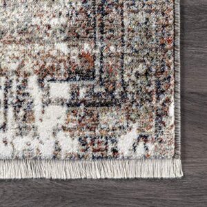 nuLOOM Distressed Medallion Fringe Area Rug, 5 ft 3 in x 7 ft 7 in, Multi