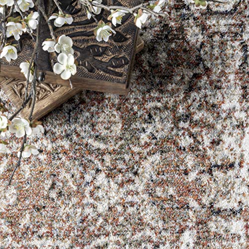 nuLOOM Distressed Medallion Fringe Area Rug, 5 ft 3 in x 7 ft 7 in, Multi