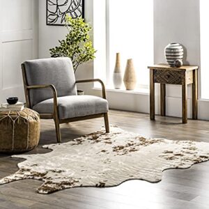 nuLOOM Marcia Machine Washable Faux Cowhide Accent Rug, 3' 10" x 5', Brown