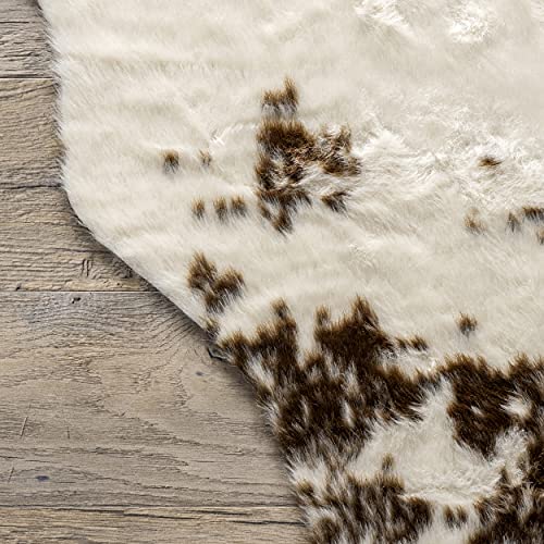 nuLOOM Marcia Machine Washable Faux Cowhide Accent Rug, 3' 10" x 5', Brown