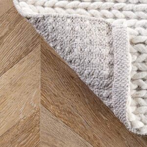 nuLOOM Penelope Braided Wool Area Rug, 8' x 10', Off-white