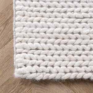 nuLOOM Penelope Braided Wool Area Rug, 8' x 10', Off-white