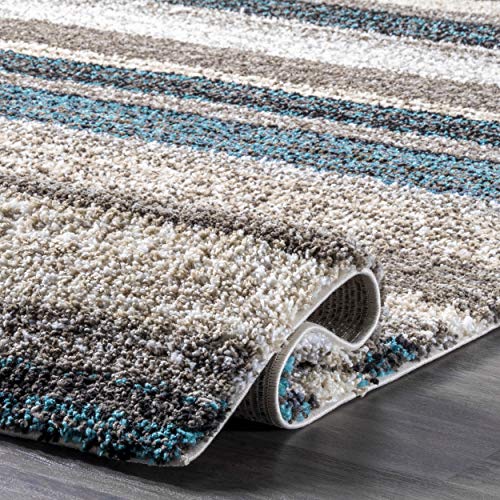 NuLOOM Drey Striped Shag Area Rug, 6' x 9', Blue Multi