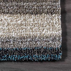 NuLOOM Drey Striped Shag Area Rug, 6' x 9', Blue Multi