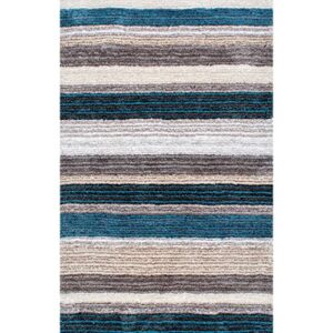 NuLOOM Drey Striped Shag Area Rug, 6' x 9', Blue Multi
