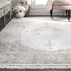 nuLOOM Cantrell Vintage Medallion Area Rug, 6' x 9', Ivory