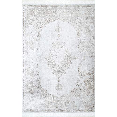 nuLOOM Cantrell Vintage Medallion Area Rug, 6' x 9', Ivory