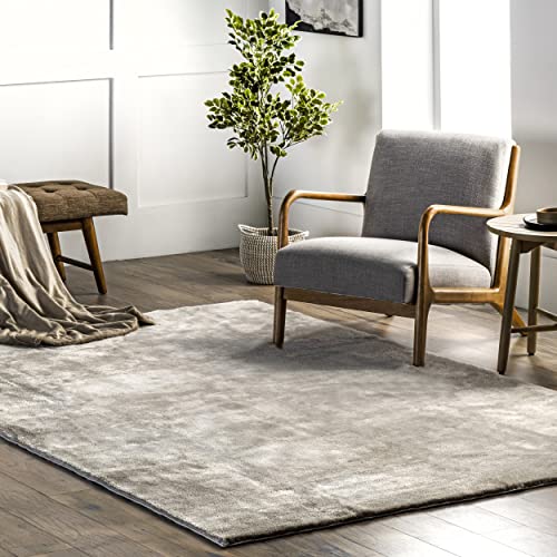 nuLOOM Loni Solid Machine Washable Shag Area Rug, 4' x 6', Beige