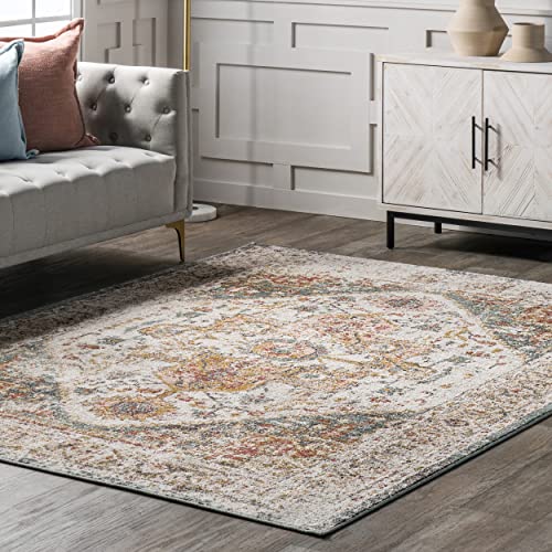 nuLOOM Justine Vintage Medallion Area Rug, 6' 7" x 9', Beige