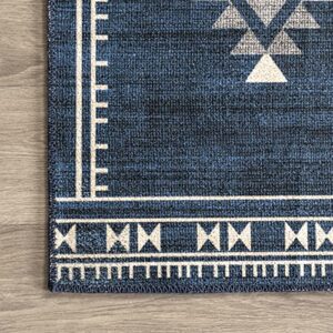 nuLOOM Evalyn Machine Washable Southwestern Motif Area Rug, 5' x 8', Navy