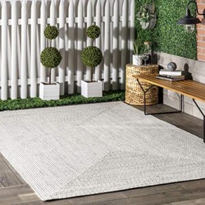 nuloom wynn braided indoor/outdoor area rug, 7′ 6″ x 9′ 6″, ivory
