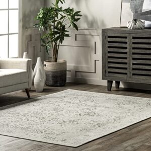 nuloom odell vintage area rug, 6′ square, ivory