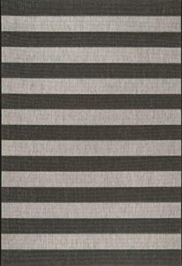 nuloom haylie chevron striped indoor/outdoor area rug, 5′ 3″ x 7′ 6″, black