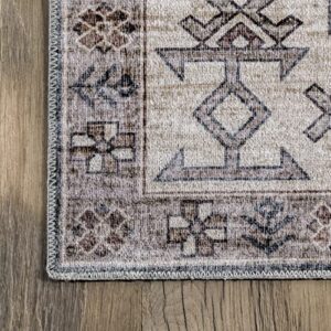 nuLOOM Emani Machine Washable Medallion Area Rug, 5' x 8', Beige