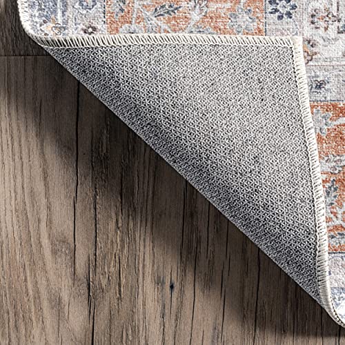 nuLOOM Julia Machine Washable Transitional Border Area Rug, 5' x 8', Light Grey