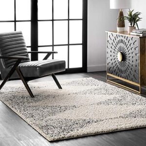 nuloom scarlette abstract diamonds shag area rug, 10′ 2″ x 14′, off-white