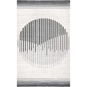 nuLOOM Francesca Machine Washable Contemporary Moon Area Rug, 5' x 8', Grey