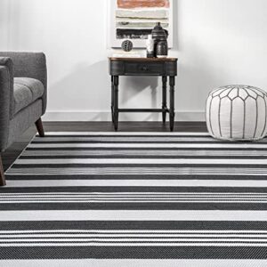 nuLOOM Lena Machine Washable Striped Area Rug, 8' Square, Grey