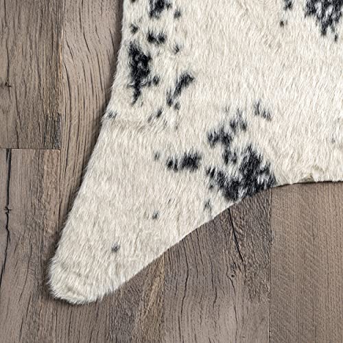 nuLOOM Marcia Machine Washable Faux Cowhide Area Rug, 5' x 6' 7", Black