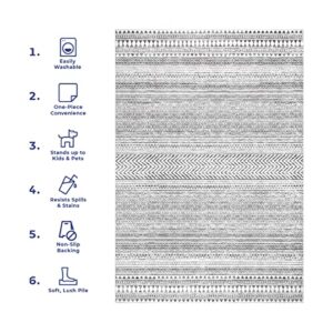 nuLOOM Kira Machine Washable Tribal Geometric Area Rug, 5' x 8', Grey