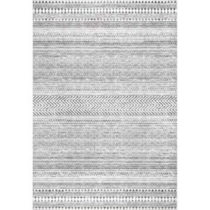 nuLOOM Kira Machine Washable Tribal Geometric Area Rug, 5' x 8', Grey