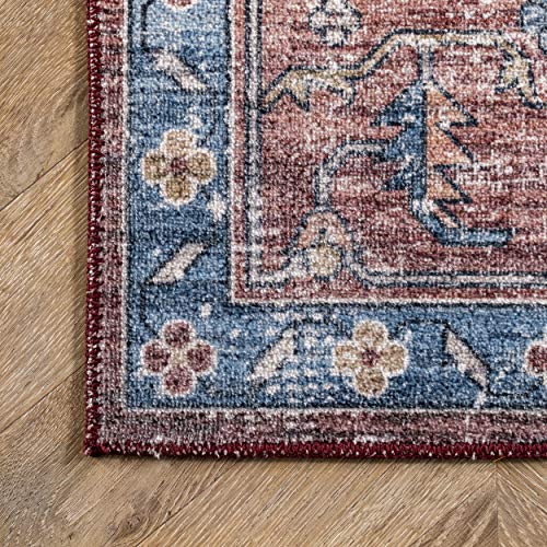 nuLOOM Zena Medallion Machine Washable Area Rug, 5' x 8', Rust