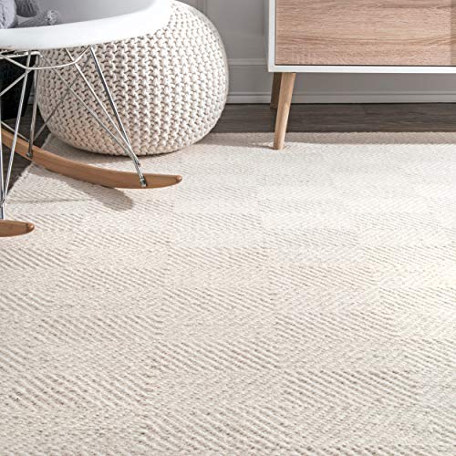 nuLOOM Hand Woven Ago Wool Area Rug, 5' x 8', Cream