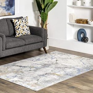 nuloom luca abstract splatter machine washable area rug, 7′ 10″ x 10′, beige