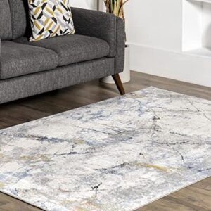 nuLOOM Luca Abstract Splatter Machine Washable Area Rug, 7' 10" x 10', Beige