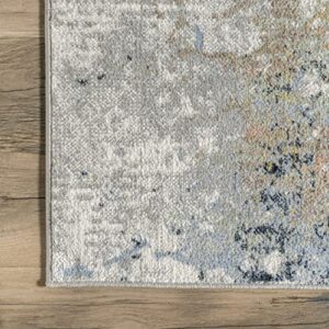 nuLOOM Luca Abstract Splatter Machine Washable Area Rug, 7' 10" x 10', Beige