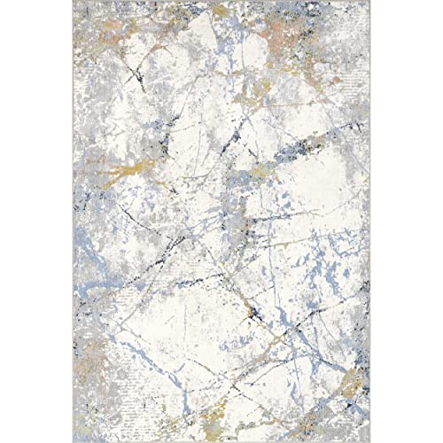 nuLOOM Luca Abstract Splatter Machine Washable Area Rug, 7' 10" x 10', Beige