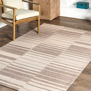 nuLOOM Sadie Hand Woven Striped Cotton Area Rug, 8' x 10', Beige