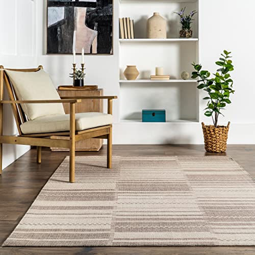 nuLOOM Sadie Hand Woven Striped Cotton Area Rug, 8' x 10', Beige