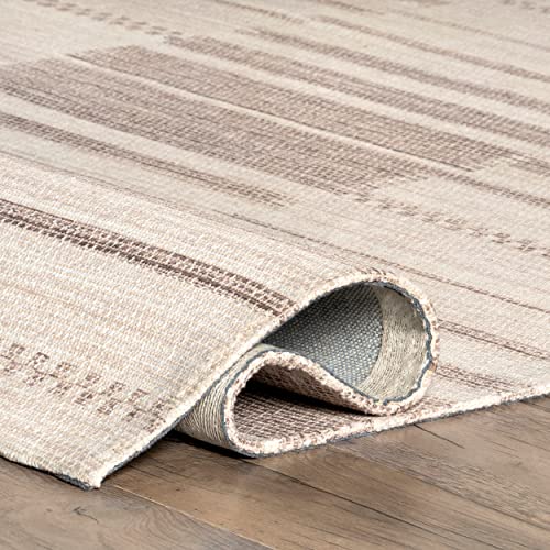 nuLOOM Sadie Hand Woven Striped Cotton Area Rug, 8' x 10', Beige