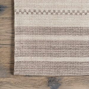 nuLOOM Sadie Hand Woven Striped Cotton Area Rug, 8' x 10', Beige