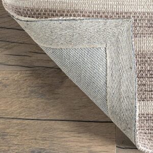 nuLOOM Sadie Hand Woven Striped Cotton Area Rug, 8' x 10', Beige