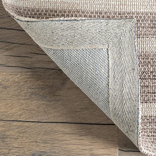 nuLOOM Sadie Hand Woven Striped Cotton Area Rug, 8' x 10', Beige