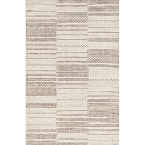 nuLOOM Sadie Hand Woven Striped Cotton Area Rug, 8' x 10', Beige