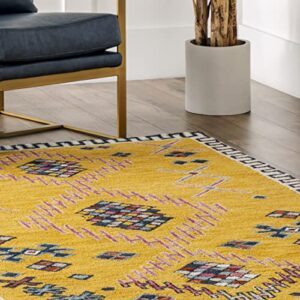 nuLOOM Larisa Bohemian Handmade Wool Area Rug, 5' x 8', Yellow