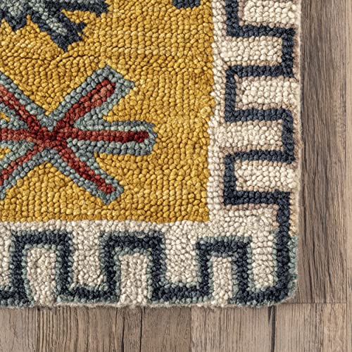 nuLOOM Larisa Bohemian Handmade Wool Area Rug, 5' x 8', Yellow