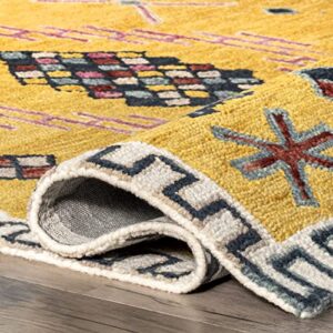 nuLOOM Larisa Bohemian Handmade Wool Area Rug, 5' x 8', Yellow