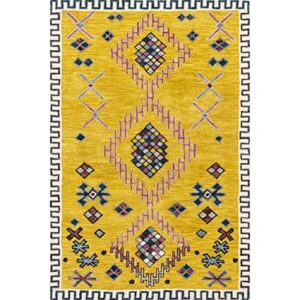 nuLOOM Larisa Bohemian Handmade Wool Area Rug, 5' x 8', Yellow