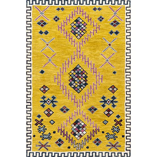 nuLOOM Larisa Bohemian Handmade Wool Area Rug, 5' x 8', Yellow