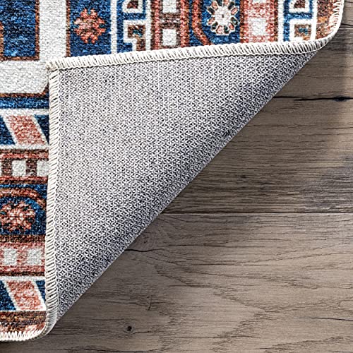 nuLOOM Nevaeh Machine Washable Bohemian Medallion Area Rug, 9' x 12', Blue