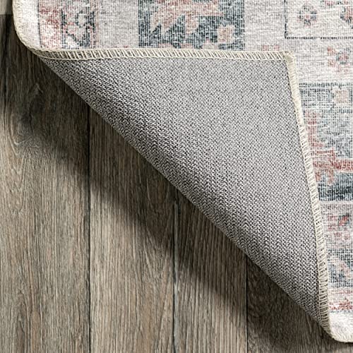 nuLOOM Bex Faded Stain-Resistant Machine Washable Area Rug, 9' x 12', Ivory Multi