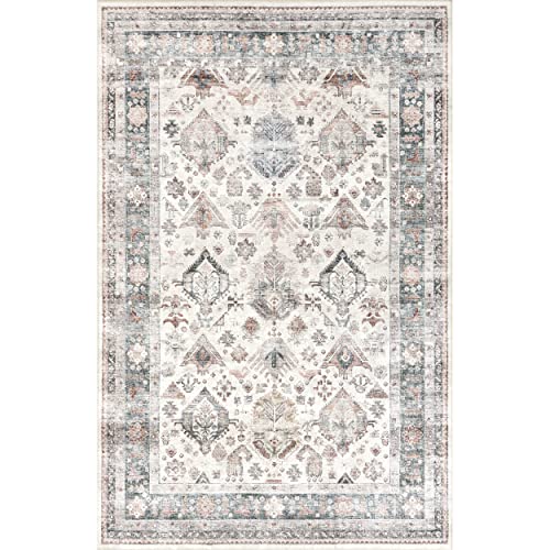 nuLOOM Bex Faded Stain-Resistant Machine Washable Area Rug, 9' x 12', Ivory Multi