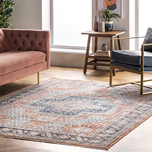 nuLOOM Westlyn Faded Medallion Area Rug, 5' 3" x 7' 3", Rust